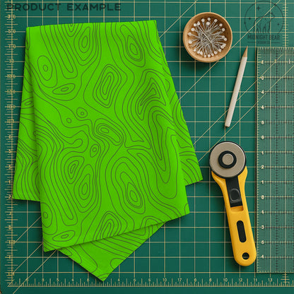 High Visibility Green Topographic Map Seamless Pattern