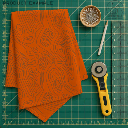 High Visibility Orange Topographic Map Seamless Pattern