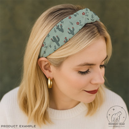 Cactus Seamless Pattern | Mint Teal Desert Floral Print | Hand-Drawn Southwest Cacti Digital Paper for Fabric, Crafts, Scrapbooking