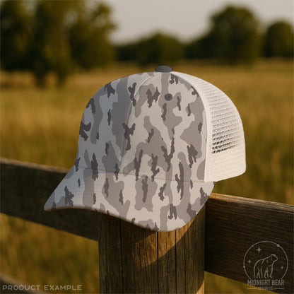 Bottomland Style Camo Seamless Pattern | Grey Neutral Hunting Camouflage