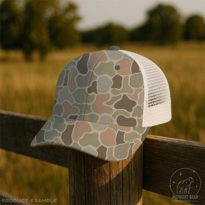 Pink & Sage Duck Camo Seamless Pattern, Vintage Hunting Camouflage Design, Fabric, Wallpaper, Digital Paper, Sublimation, Old School Camo