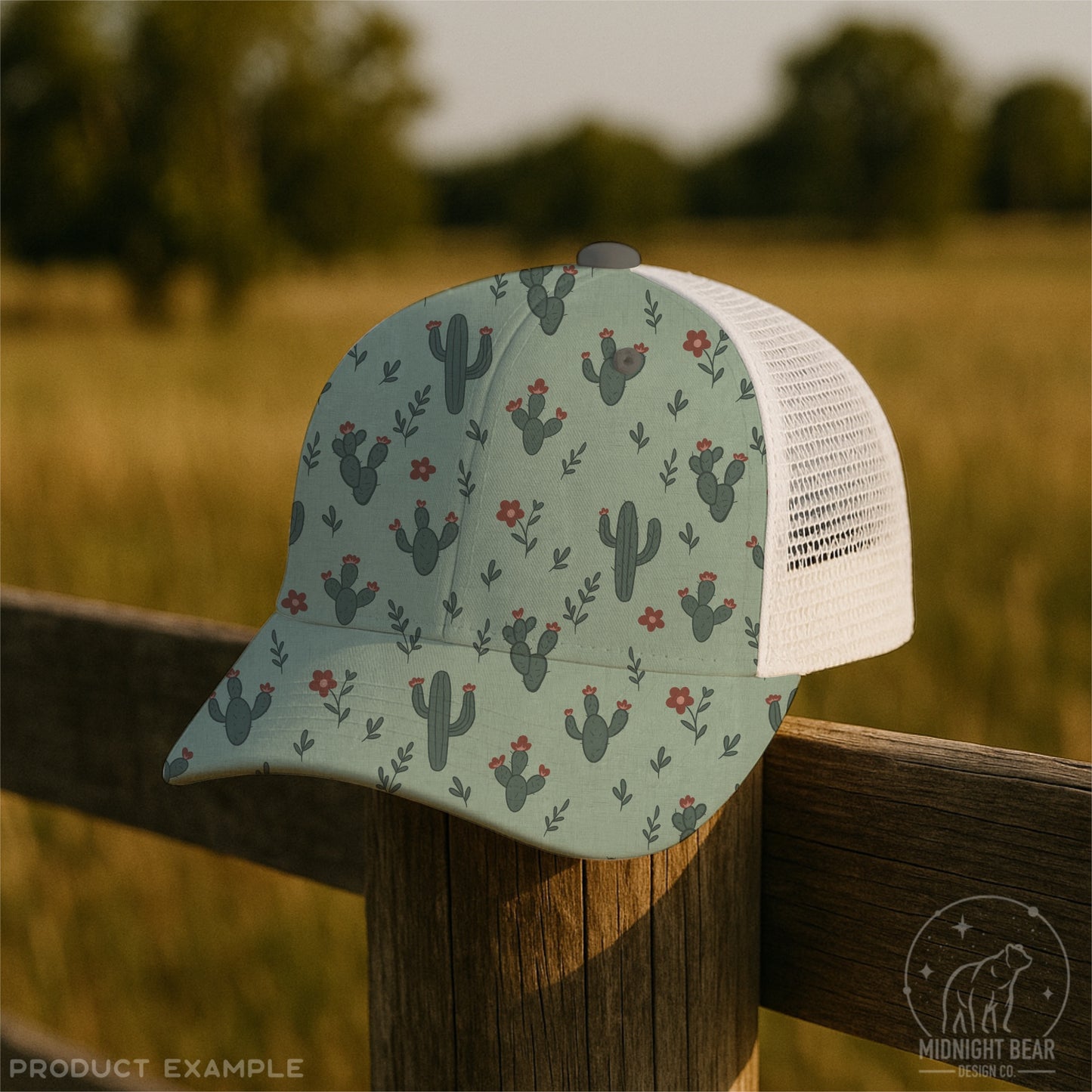 Cactus Seamless Pattern | Mint Teal Desert Floral Print | Hand-Drawn Southwest Cacti Digital Paper for Fabric, Crafts, Scrapbooking