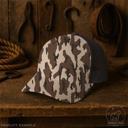 Bottomland Style Camo Seamless Pattern | Neutral Tan Brown Hunting Camouflage