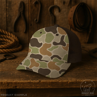 Woodland Duck Camo Seamless Pattern, Vintage Hunting Camouflage Design, Fabric, Wallpaper, Digital Paper, Sublimation, Old School Camo