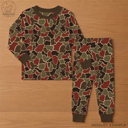 Rustic Barn Red Christmas Camo Seamless Pattern