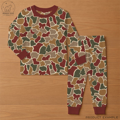 Christmas Camo Seamless Pattern Rustic Red and Gold