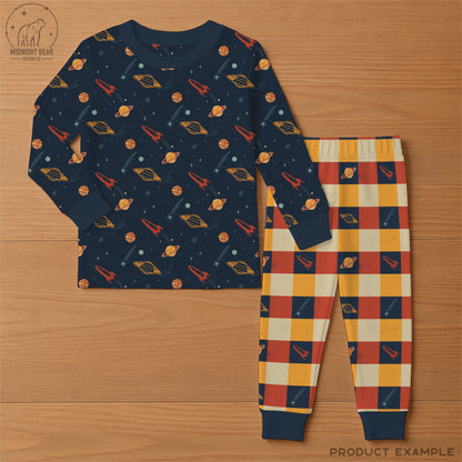 Retro Space Seamless Pattern Collection Navy and Orange