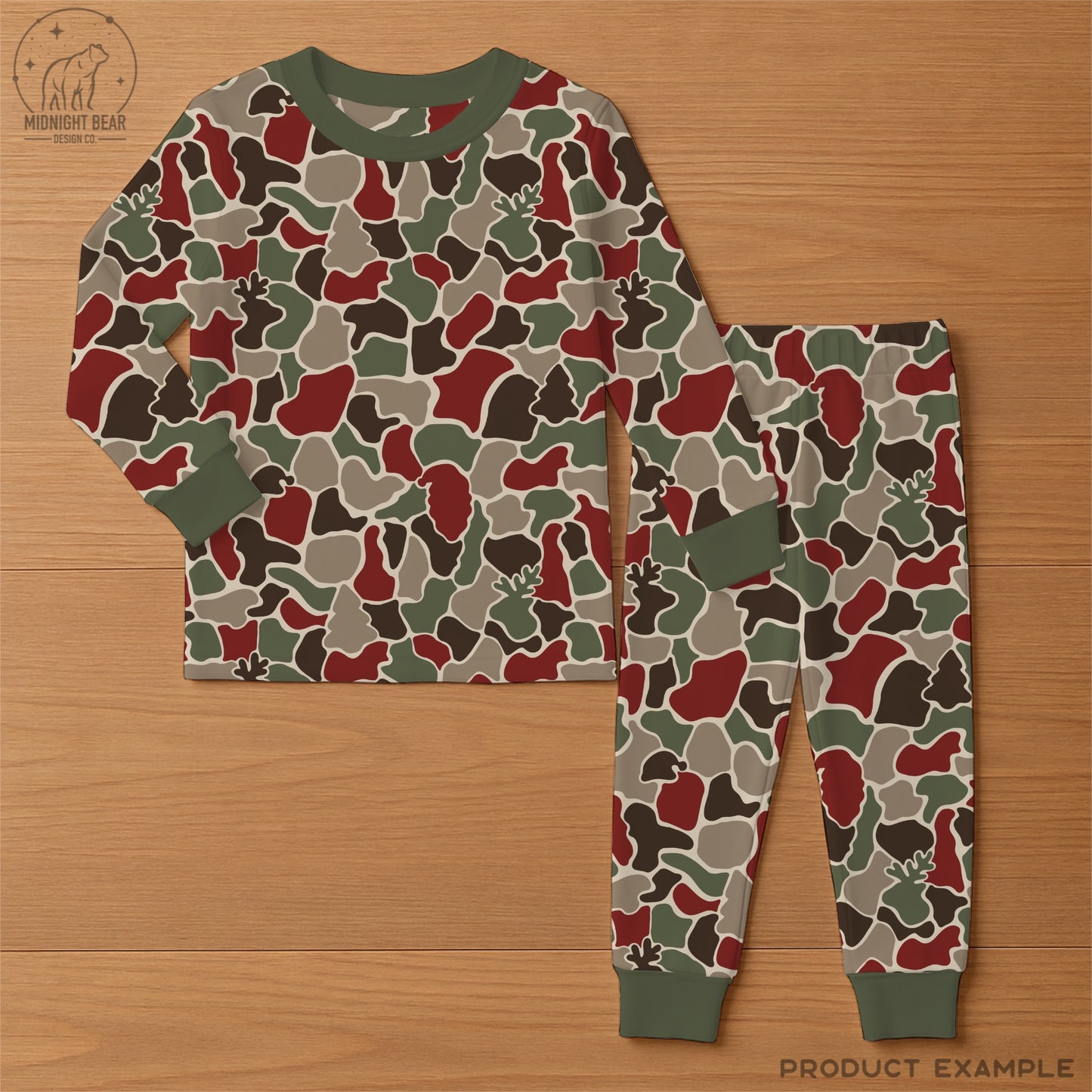 Red Green Christmas Camo Seamless Pattern Santas and Reindeer