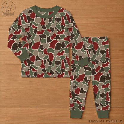 Red Green Christmas Camo Seamless Pattern Santas and Reindeer