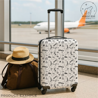 Adventure Doodle Seamless Pattern | Travel Digital Paper, Wanderlust Fabric Design, Explore & Voyage Scrapbook Background, Hand drawn