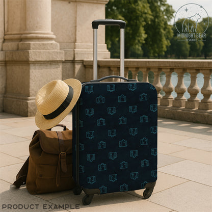 Blue Suitcase Seamless Pattern, Minimal Travel Line Art Design, Adventure Fabric, Wallpaper, Digital Paper, Scrapbook, Luggage pattern