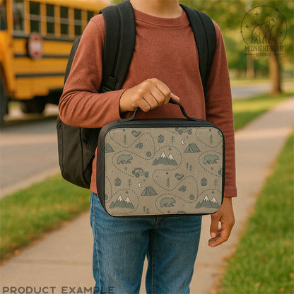 Adventure Camping Seamless Pattern | Explore Outdoors Illustration | Bear Mountain Camp Jeep Kids Pattern for Fabric, Crafts, Scrapbooking