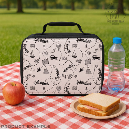 Adventure Doodle Seamless Pattern | Travel Digital Paper, Wanderlust Fabric Design, Explore & Voyage Scrapbook Background, Hand drawn