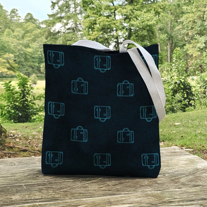 Blue Suitcase Seamless Pattern, Minimal Travel Line Art Design, Adventure Fabric, Wallpaper, Digital Paper, Scrapbook, Luggage pattern