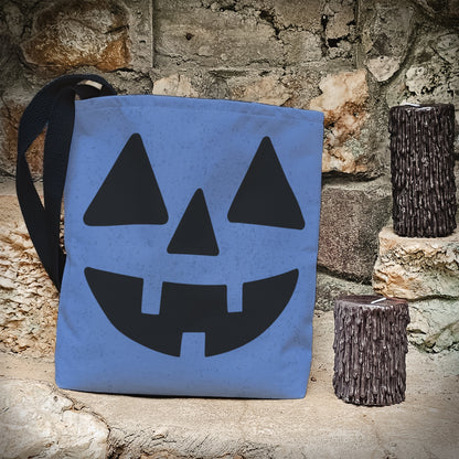 Blue Jack-O’-Lantern Trick or Treat Bag – 13" Halloween Tote