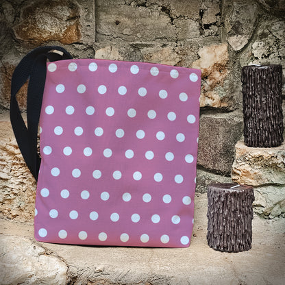 Pink Polka-dotted Trick or Treat Bag – 13" Halloween Tote for Kids