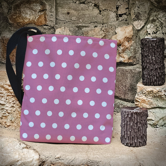 Pink Polka-dotted Trick or Treat Bag – 13" Halloween Tote for Kids