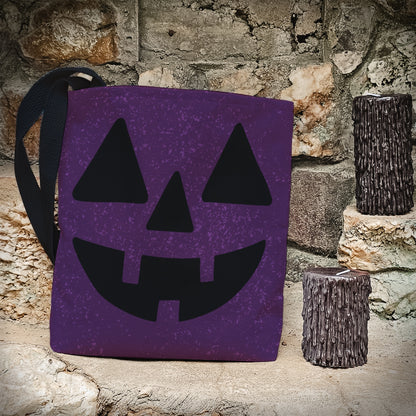 Purple Jack-O’-Lantern Trick or Treat Bag – 13" Halloween Tote