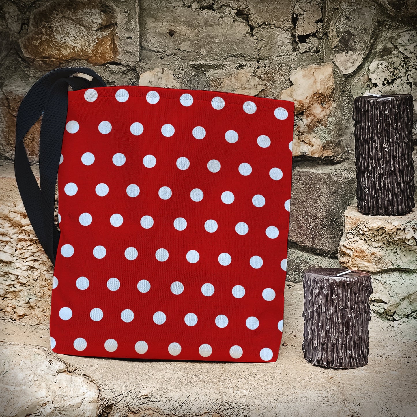 Red Polka-dotted Trick or Treat Bag – 13" Halloween Tote for Kids