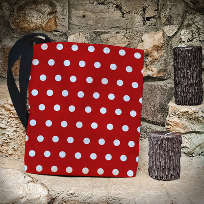 Red Polka-dotted Trick or Treat Bag – 13" Halloween Tote for Kids