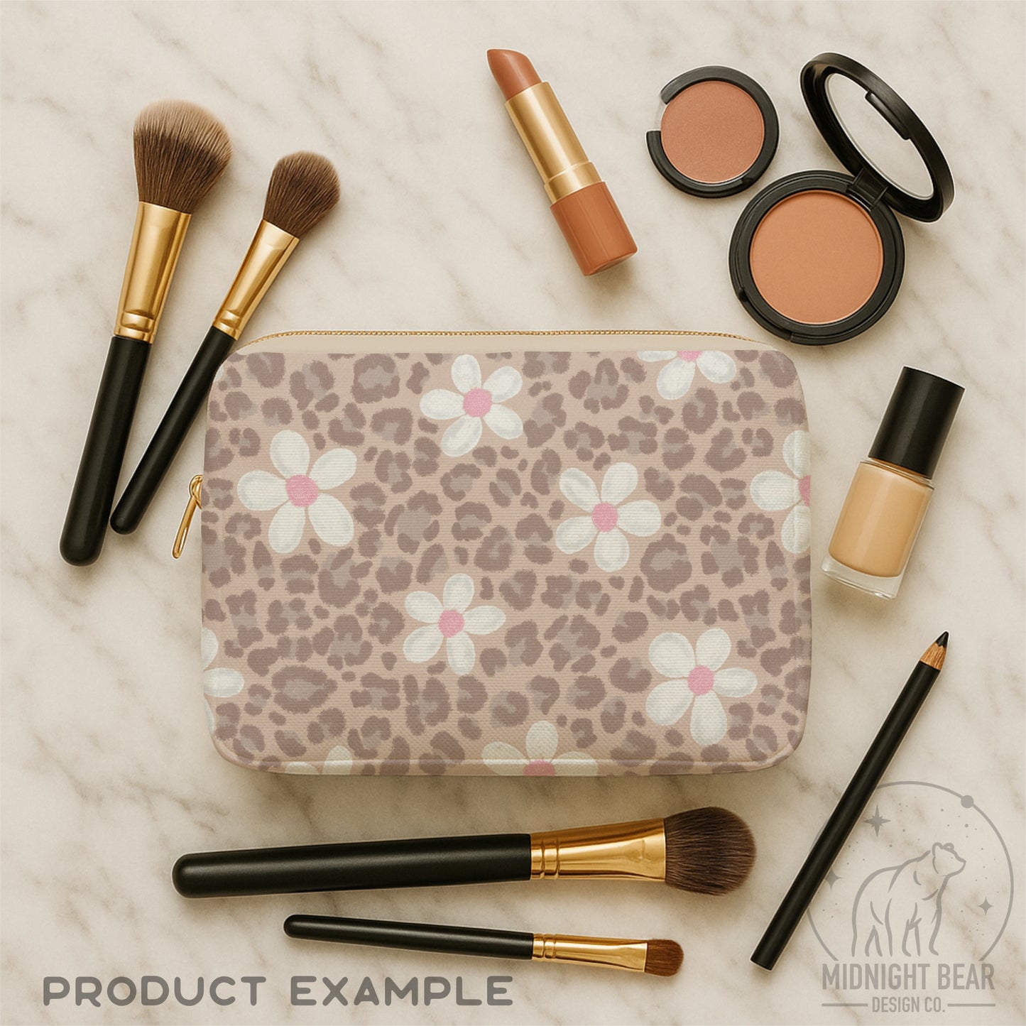 Neutral Daisy Leopard Print Seamless Pattern Soft Taupe Animal Print Digital Paper, Boho Fabric, Digital Scrapbook, Hand Drawn, PNG Download