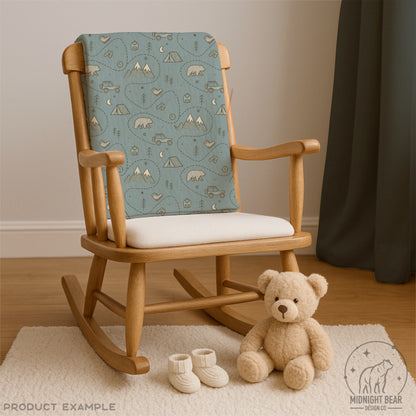 Adventure Camping Seamless Pattern | Explore Outdoors Illustration | Bear Mountain Camp Jeep Kids Pattern for Fabric, Crafts, Scrapbooking