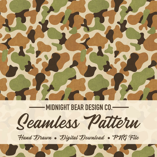 Duck Camo Seamless Pattern, Retro Hunting Camouflage Design, Outdoor Fabric, Wallpaper, Digital Paper, Sublimation, Old School Camo