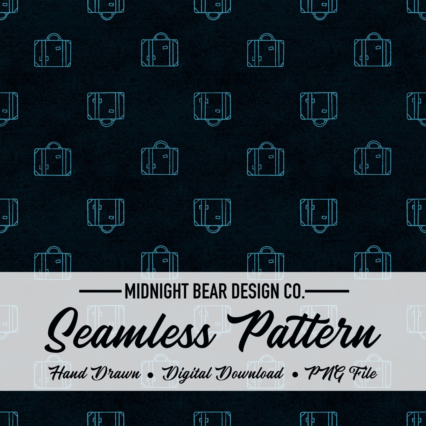 Blue Suitcase Seamless Pattern, Minimal Travel Line Art Design, Adventure Fabric, Wallpaper, Digital Paper, Scrapbook, Luggage pattern