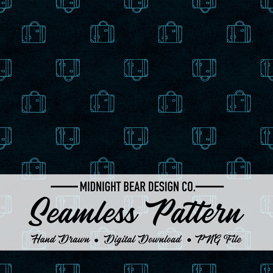 Blue Suitcase Seamless Pattern, Minimal Travel Line Art Design, Adventure Fabric, Wallpaper, Digital Paper, Scrapbook, Luggage pattern