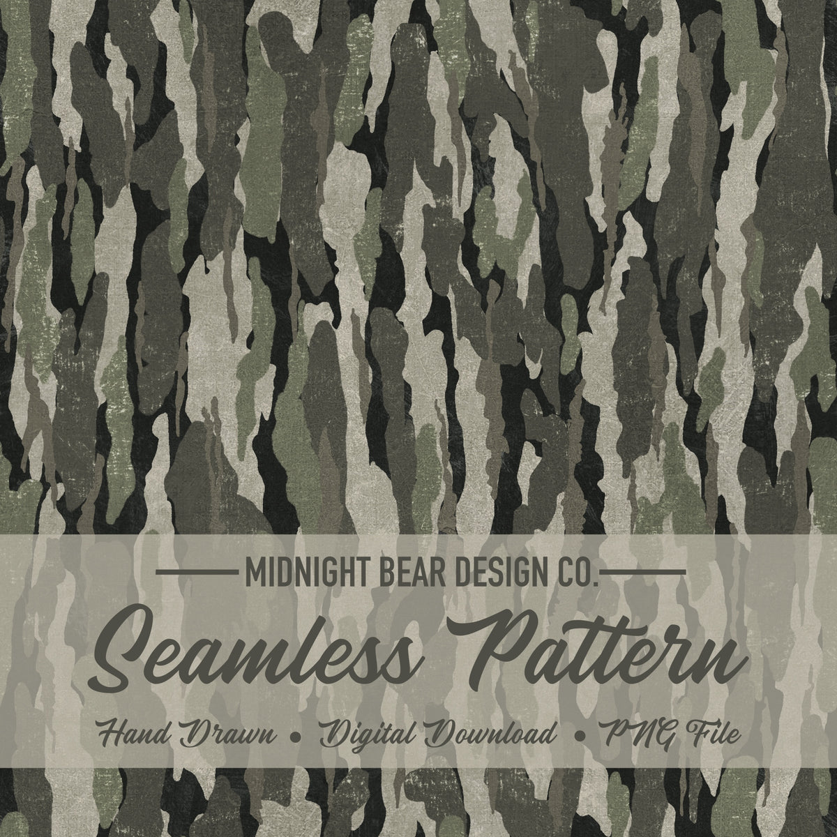 Grey Green Bark Camo Seamless Pattern, Sage Timber