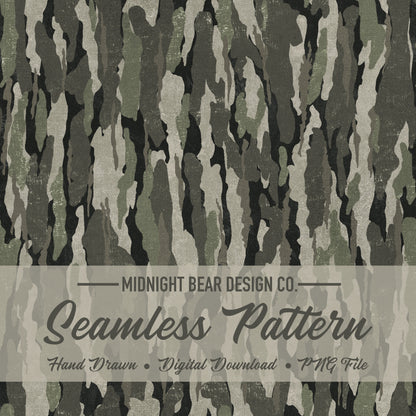Grey Green Bark Camo Seamless Pattern, Sage Timber