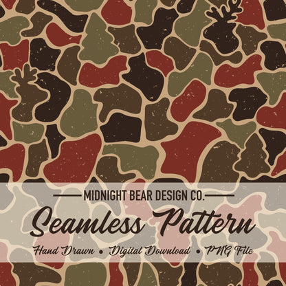 Rustic Barn Red Christmas Camo Seamless Pattern