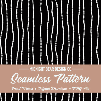 Blotted Wavy Stripe Seamless Pattern | Black and White Digital Paper, Hand Drawn Line Fabric, Modern Minimal Scrapbook Background,