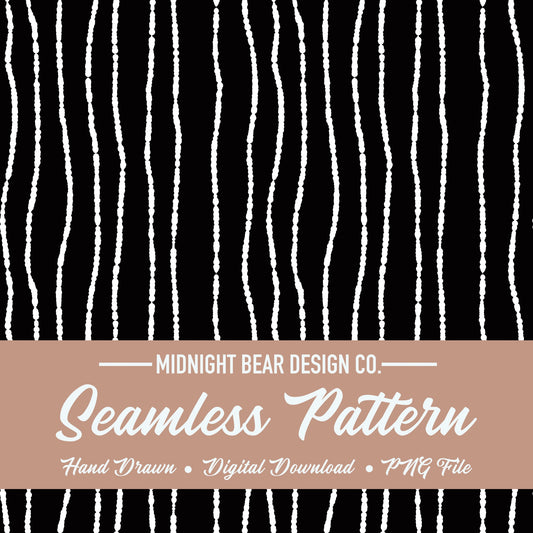 Blotted Wavy Stripe Seamless Pattern | Black and White Digital Paper, Hand Drawn Line Fabric, Modern Minimal Scrapbook Background,