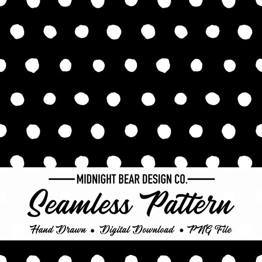 Black White Polka Dot Seamless Pattern | Hand Drawn Imperfect Dots | Modern Minimal Spot Pattern for Fabric, Scrapbook, PNG, minimalist