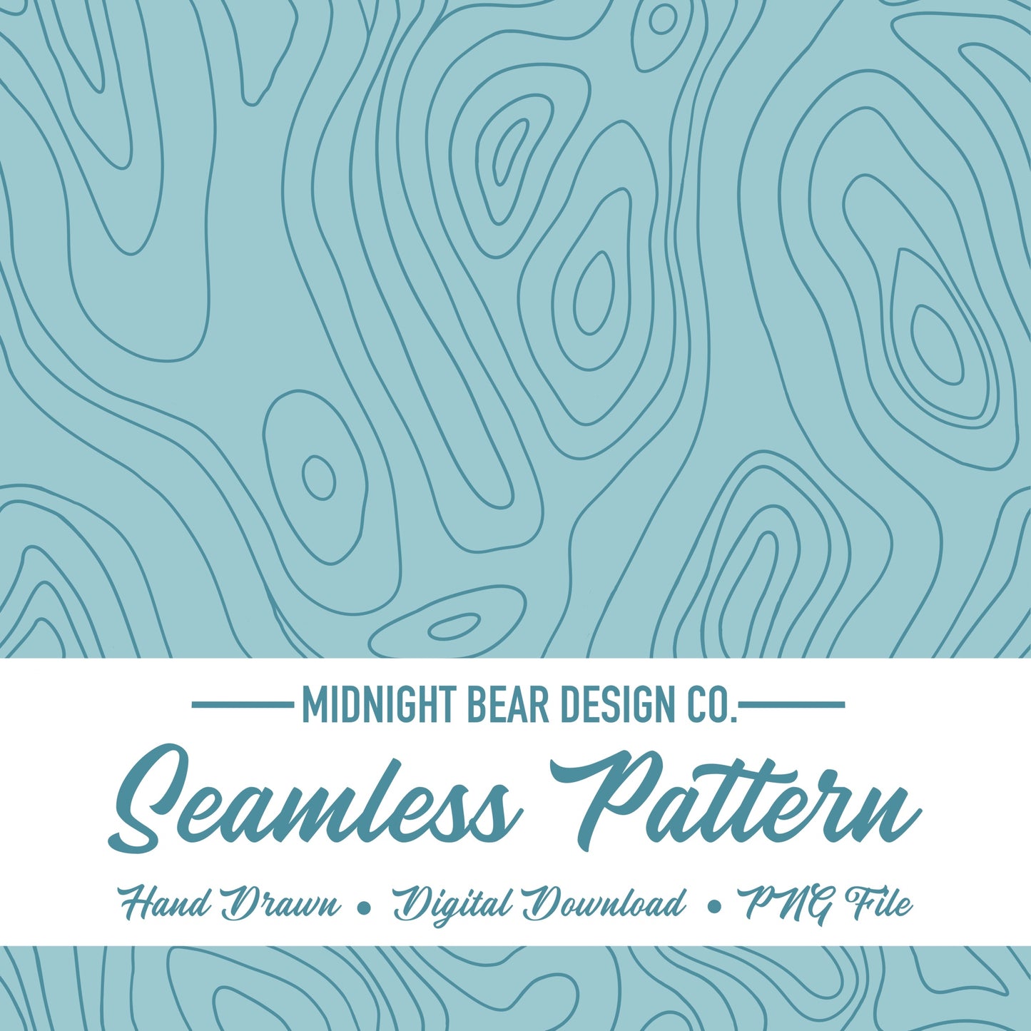 Coastal Blue Topographic Map Seamless Pattern