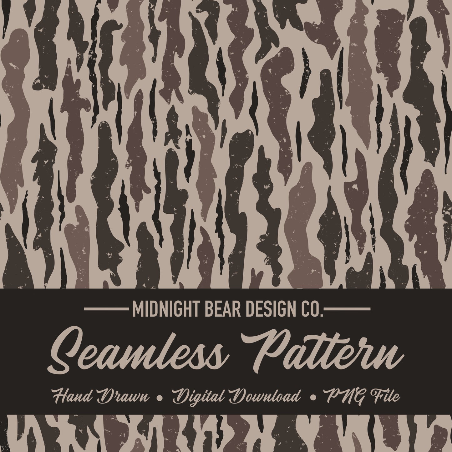 Brown Bark Camo Seamless Pattern, Timber Woodland Camouflage
