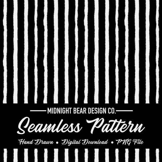 Black and White Hand-Drawn Stripe Seamless Pattern | Bold Minimal Abstract Lines | Modern Fabric, Wallpaper, or Digital Paper