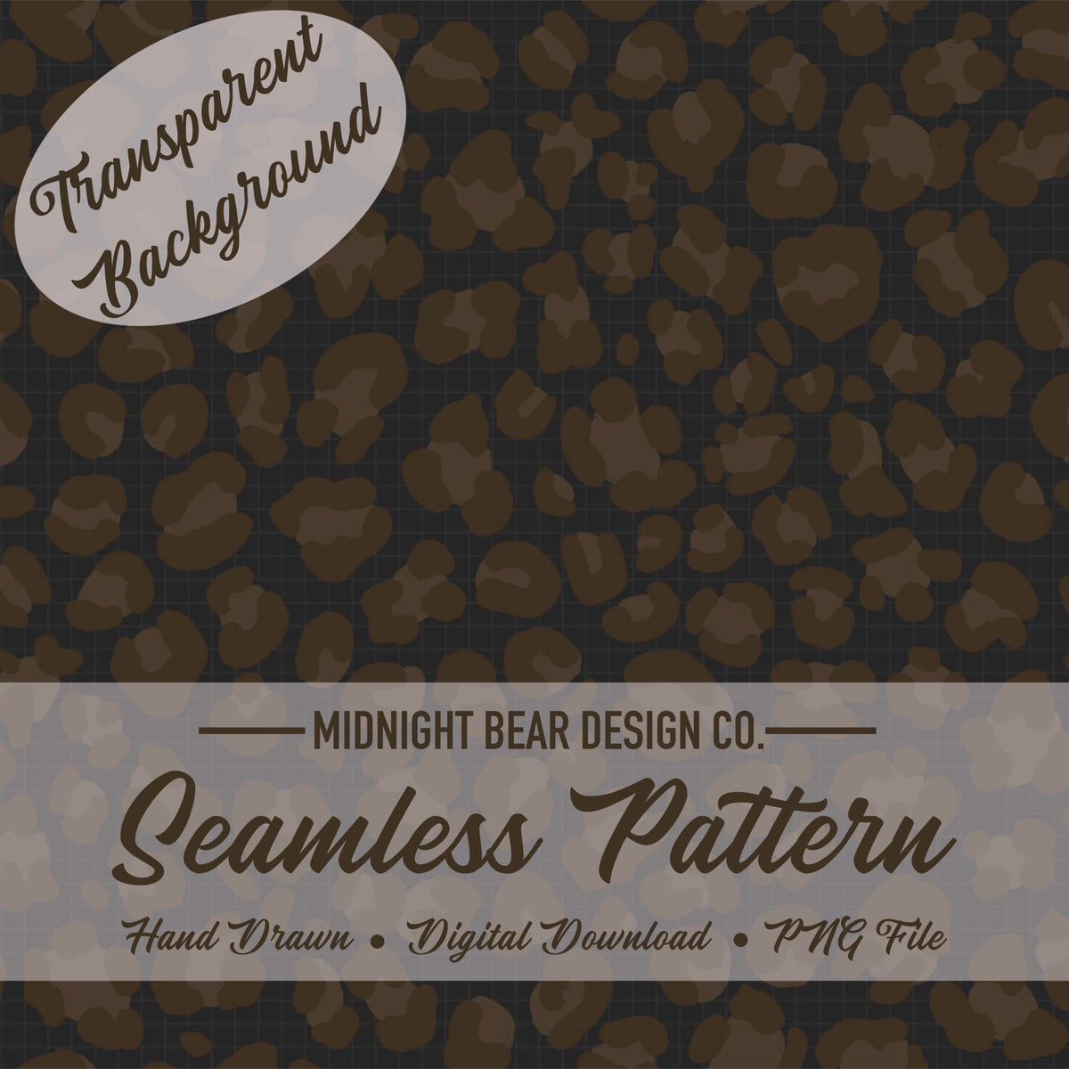 Brown Leopard Print Seamless Pattern with Transparent Background
