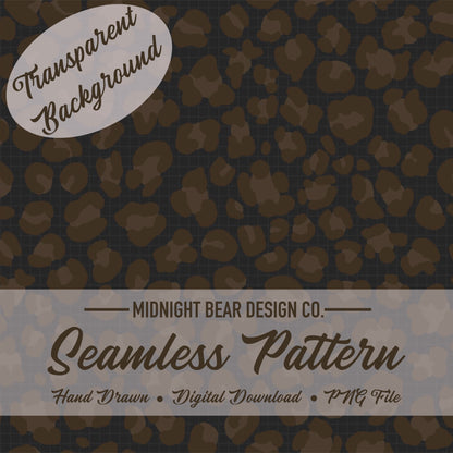 Brown Leopard Print Seamless Pattern with Transparent Background