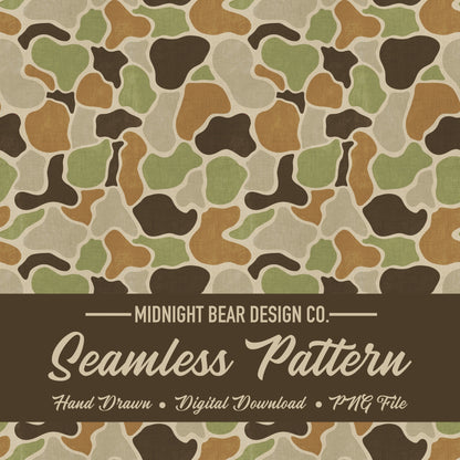 Woodland Duck Camo Seamless Pattern, Vintage Hunting Camouflage Design, Fabric, Wallpaper, Digital Paper, Sublimation, Old School Camo