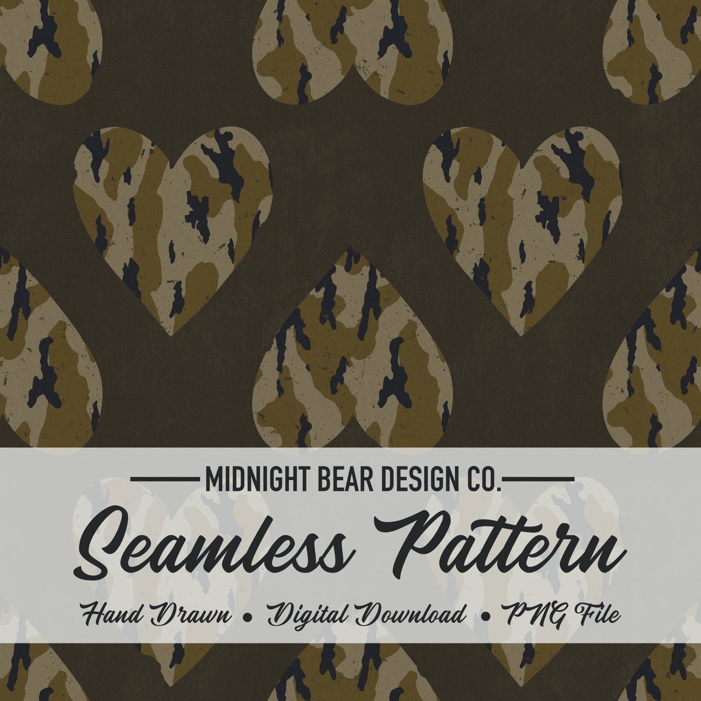 Camo Heart Seamless Pattern Everglade Green