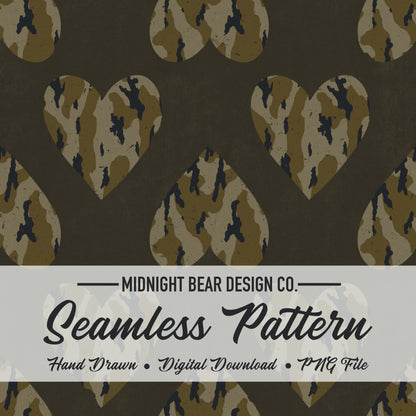 Camo Heart Seamless Pattern Everglade Green