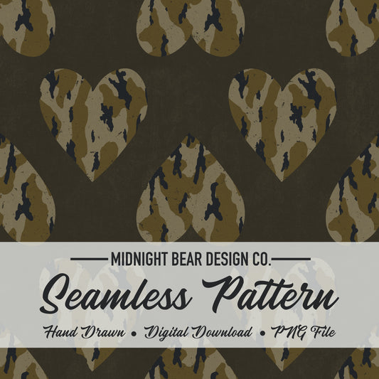 Camo Heart Seamless Pattern Everglade Green