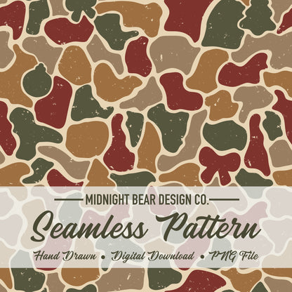 Christmas Camo Seamless Pattern Rustic Red and Gold