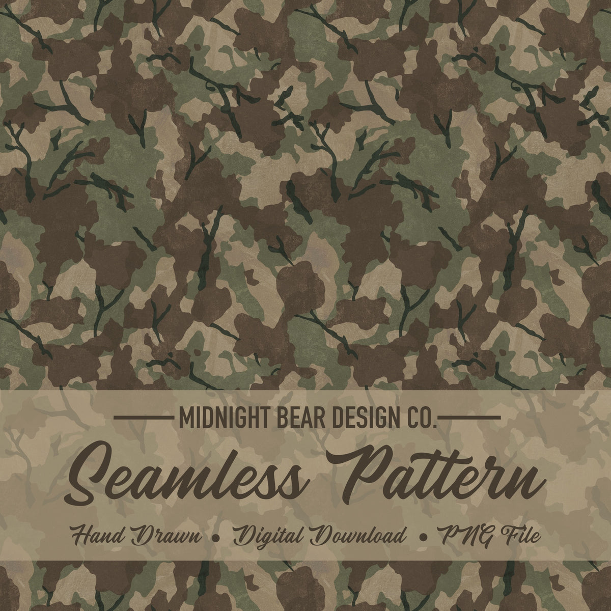 Green Timber Brushline Camo Seamless Pattern