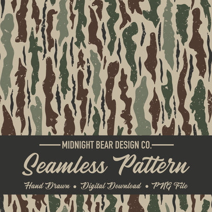 Green and Brown Bark Camo Seamless Pattern, Timber Woodland Camouflage