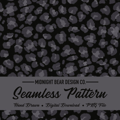 Black and Grey Leopard Print Seamless Pattern | Neutral Leopard Animal Print Design | Minimal Safari Fabric, Wallpaper, Digital Paper
