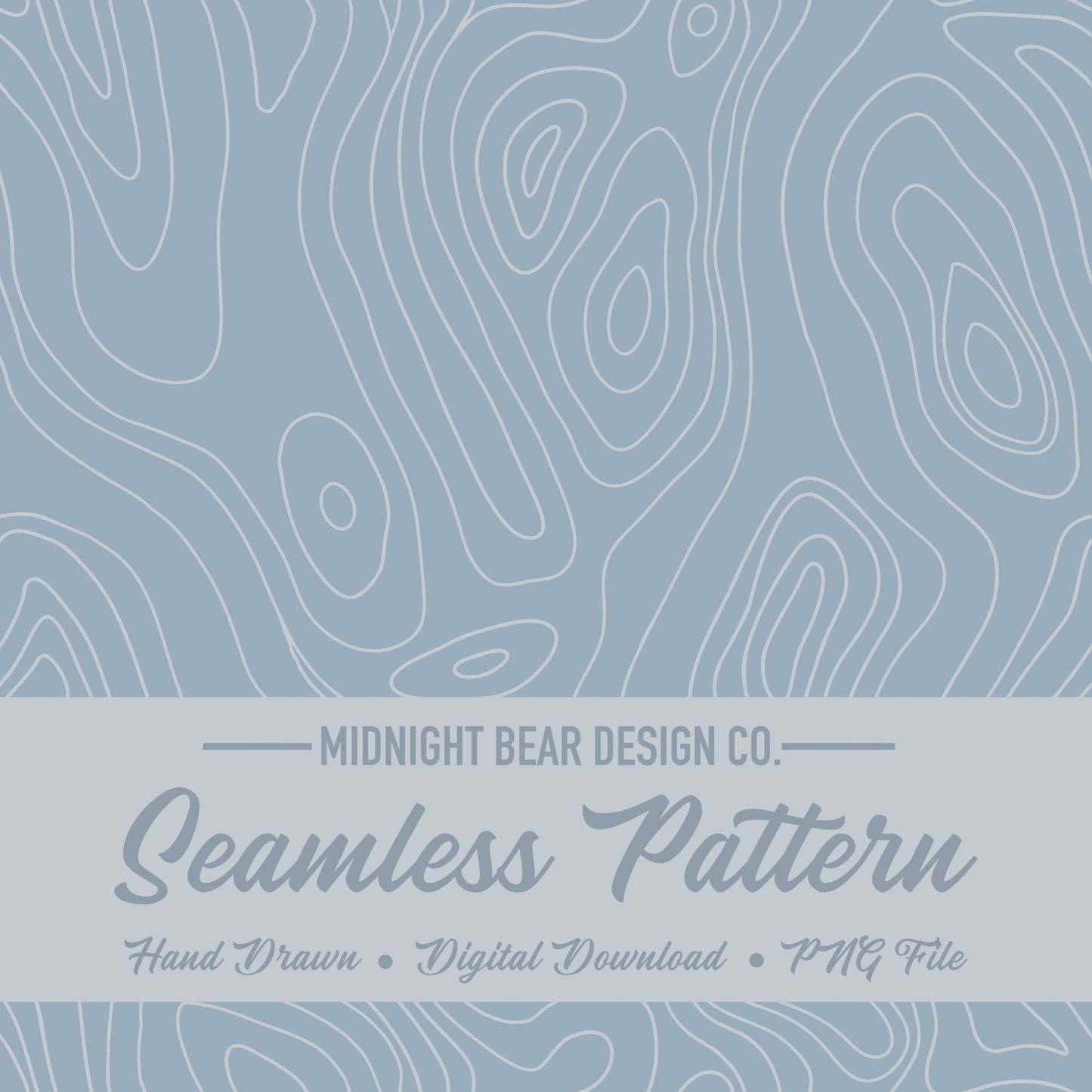 Fog Blue Topographic Map Seamless Pattern