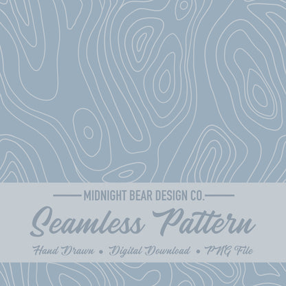 Fog Blue Topographic Map Seamless Pattern